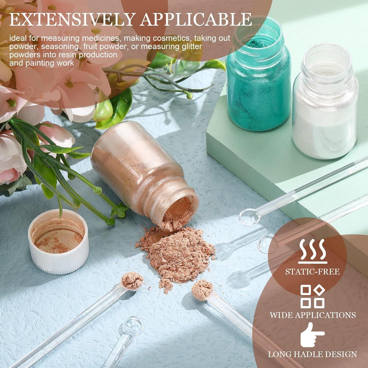 Honeydak 1/32 Teaspoon Micro Scoops 150 Milligram Mini Measuring Spoons Tiny Little Plastic Scoop for Measuring Cosmetics, Powders, Glitter and Seasoning(Clear, 48 Pieces)