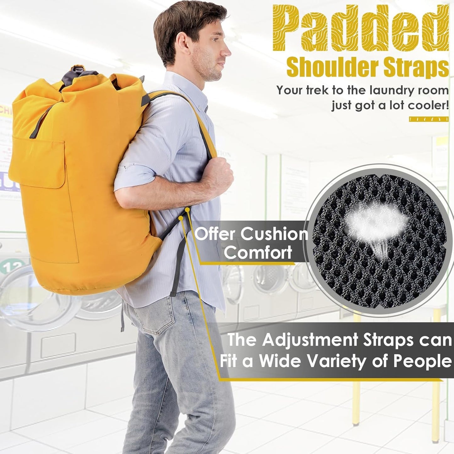 Laundry Bag, Extra Large Laundry Bags for College, Laundry Bag with Straps, Dorm Room Essentials, Laundry Duffle Bag, Dirty Clothes Bag, Laundry Bags for Travel, College Dorm Essentials for Guys