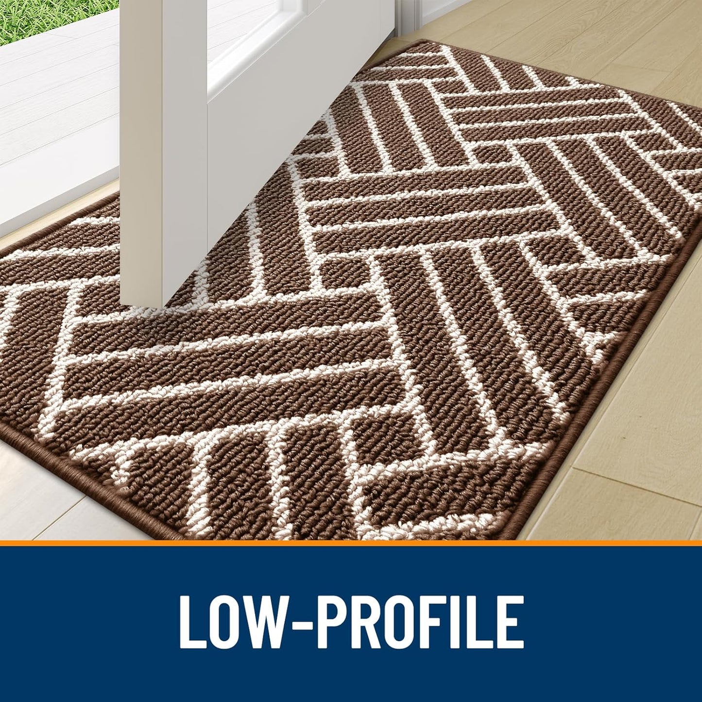 OLANLY Indoor Door Mat, 48x32 Inch, Dirt Resistant and Absorbent, Non-Slip Rubber Backing Floor Mats, Easy Clean Low-Profile Doormat for Entryway, Front Door, and Inside Entrance, Coffee