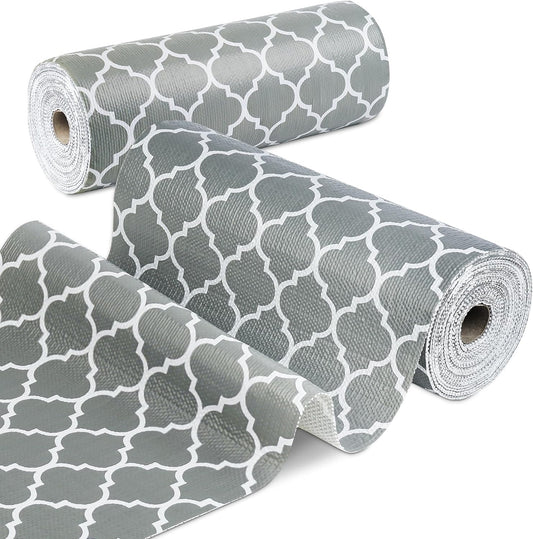 Shelf Liner for Kitchen Cabinets Non-Adhesive 12in X 10FT Cabinet Liners for Shelves Waterproof Thick Strong Grip Non Slip Drawer Liner Contact Paper for Cupboard Easy to Clean,Gray Lantern