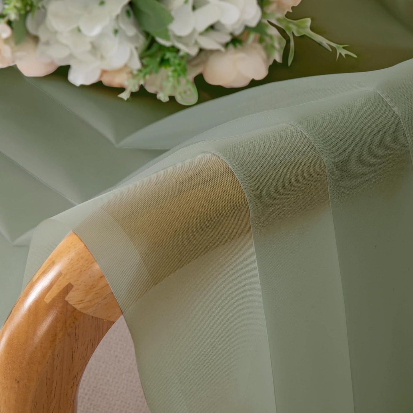 Chyhomenyc Sheer Sage Green Curtains 90 inches Long 2 Panels, Light Filtering Soft Airy Solid Elegant Voile Window Treatment Drapes for Bedroom Living Room Wedding Party Decor, 42 Wx90 L Inches