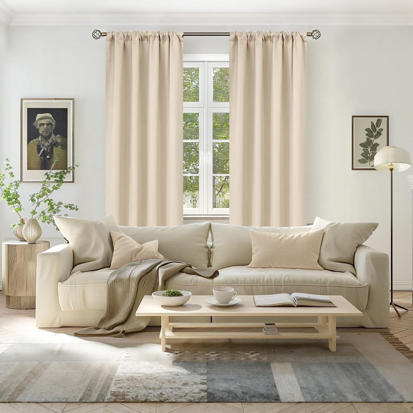 BGment Champagne Blackout Curtains for Bedroom 84 Inches Long - Thermal Insulated Room Darkening Curtain for Living Room, 42 x 84 Inch, 2 Panels