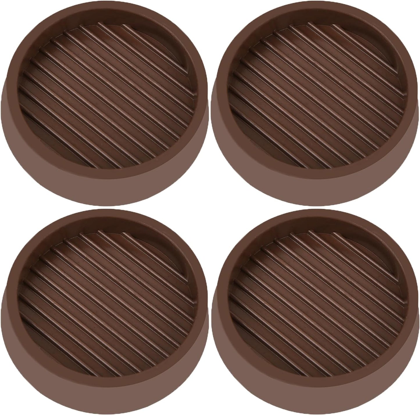 3X3 Round Rubber Caster Cups, Non Slip Furniture Pads, Anti-Slip Gripper, Anti Skid Furniture Feet, Anti Slide Floor Protector for Bed Couch Table Chair Stoppers - Brown, 4 Pack