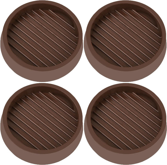 3X3 Round Rubber Caster Cups, Non Slip Furniture Pads, Anti-Slip Gripper, Anti Skid Furniture Feet, Anti Slide Floor Protector for Bed Couch Table Chair Stoppers - Brown, 4 Pack