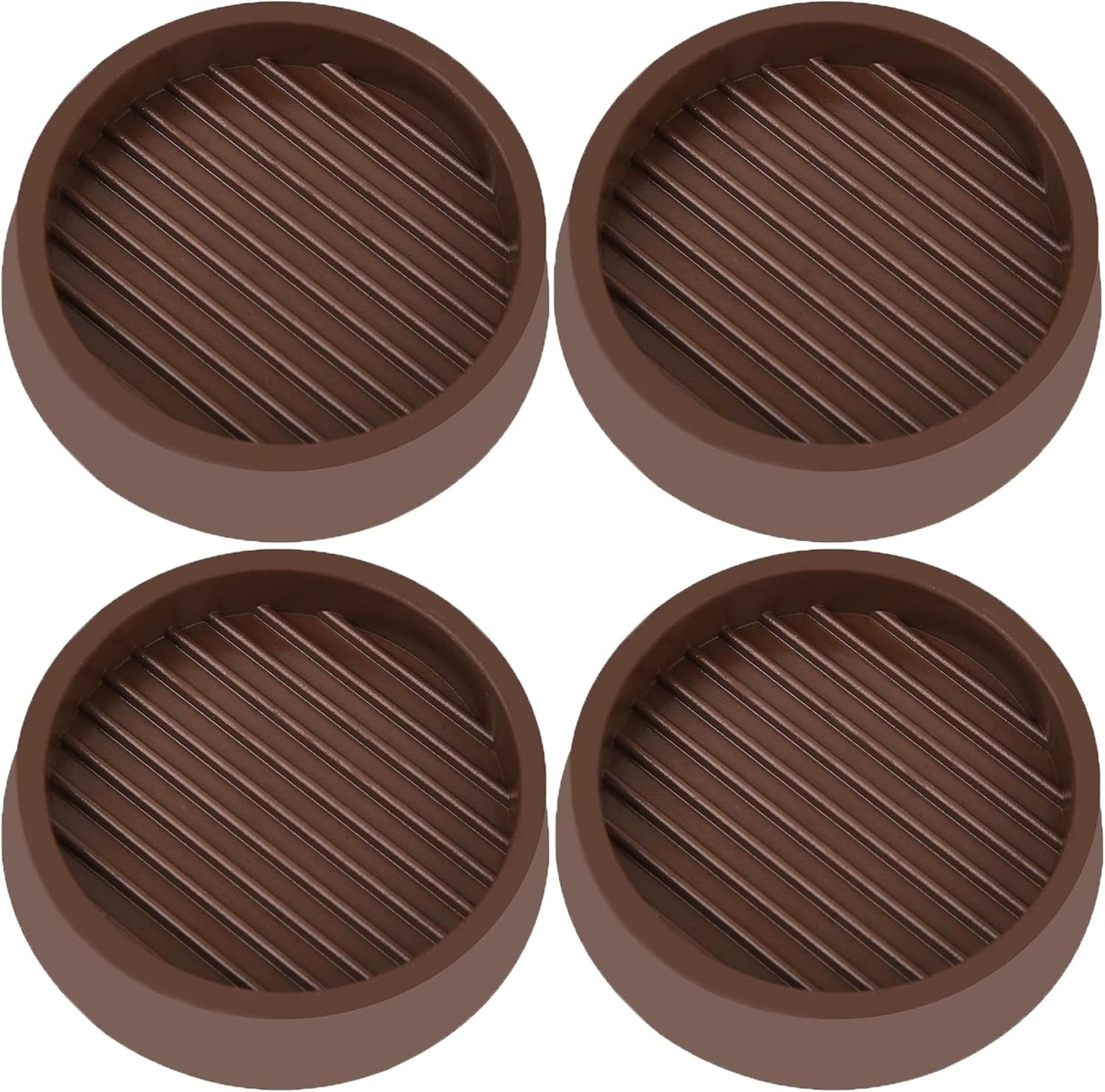 4X4 Round Rubber Caster Cups, Non Slip Furniture Pads, Anti-Slip Gripper, Anti Skid Furniture Feet, Anti Slide Floor Protector for Bed Couch Table Chair Stoppers (Brown, 4 Pack)