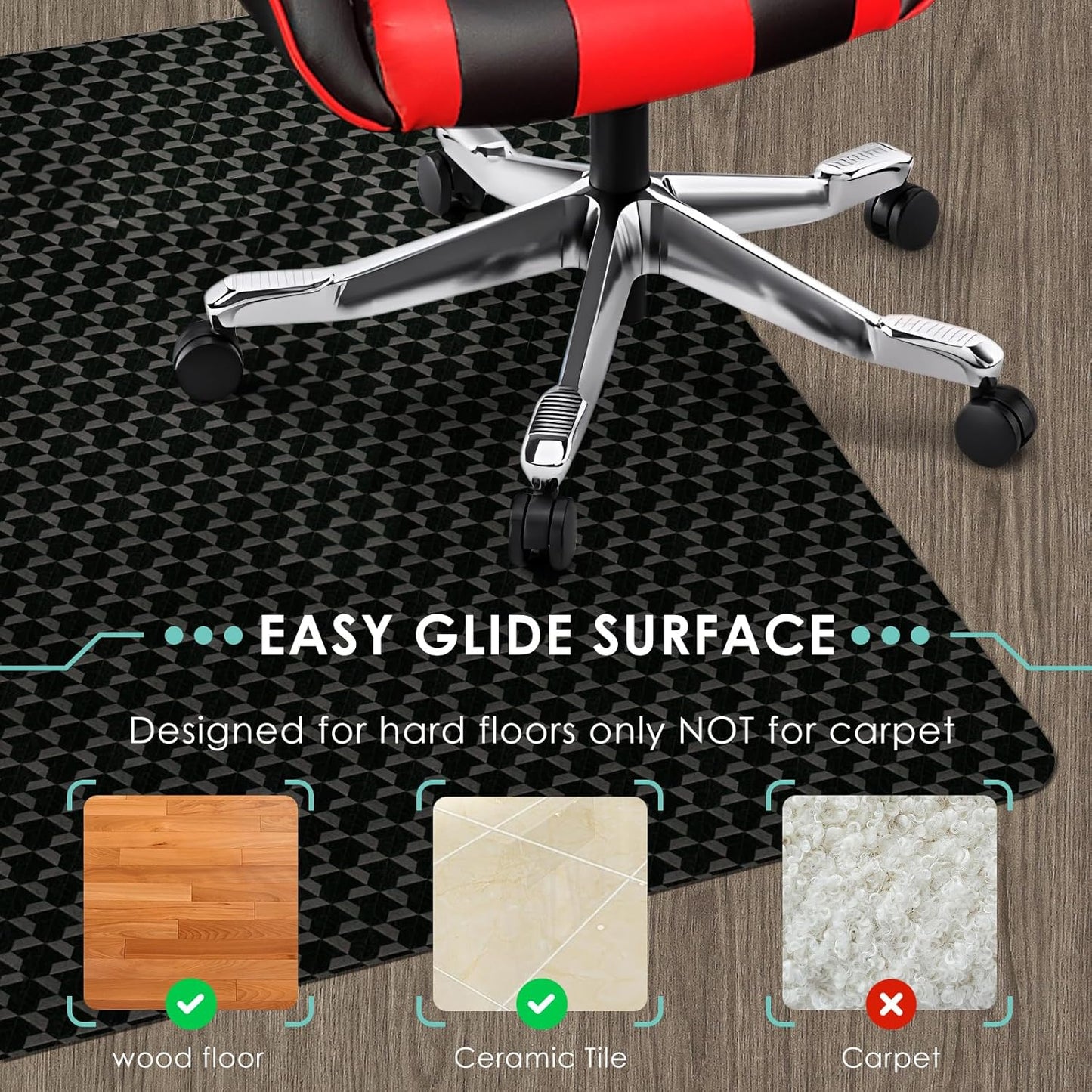 Vicwe Office Chair Mat for Hardwood Floor, 48" x 40" Large Chair Mats, Gaming Chair Mat for Hardwood, Easy Glide for Chairs, Multi-Purpose Floor Protector Desk Chair Mats for Home Office