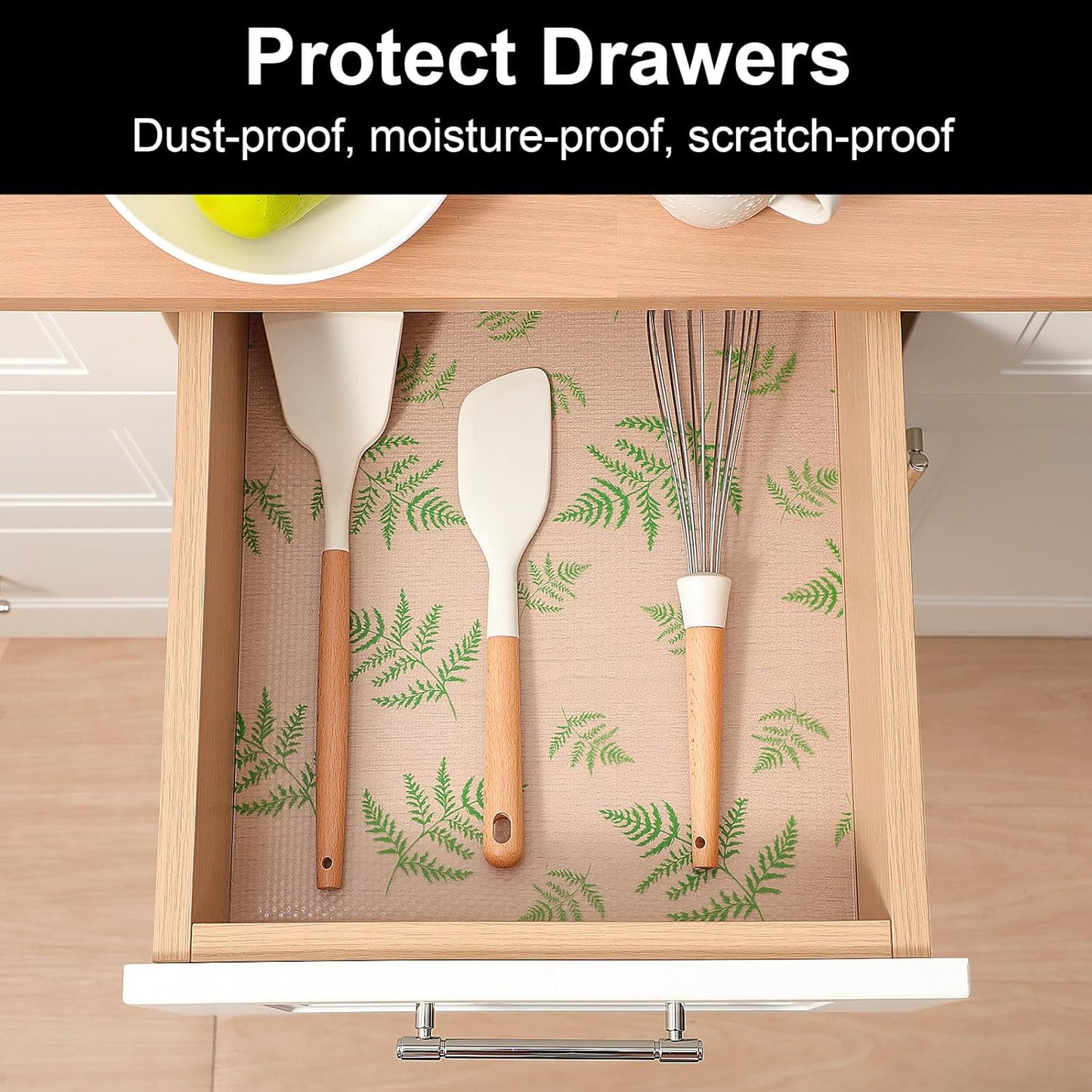 Cooyes Drawer Liner Shelf Liners for Kitchen Cabinets Refrigerator Liners Waterproof & Oil-Proof Kitchen Cupboard Liner Drawer Mats EVA Material Non Adhesive Fridge Liner for Shelves