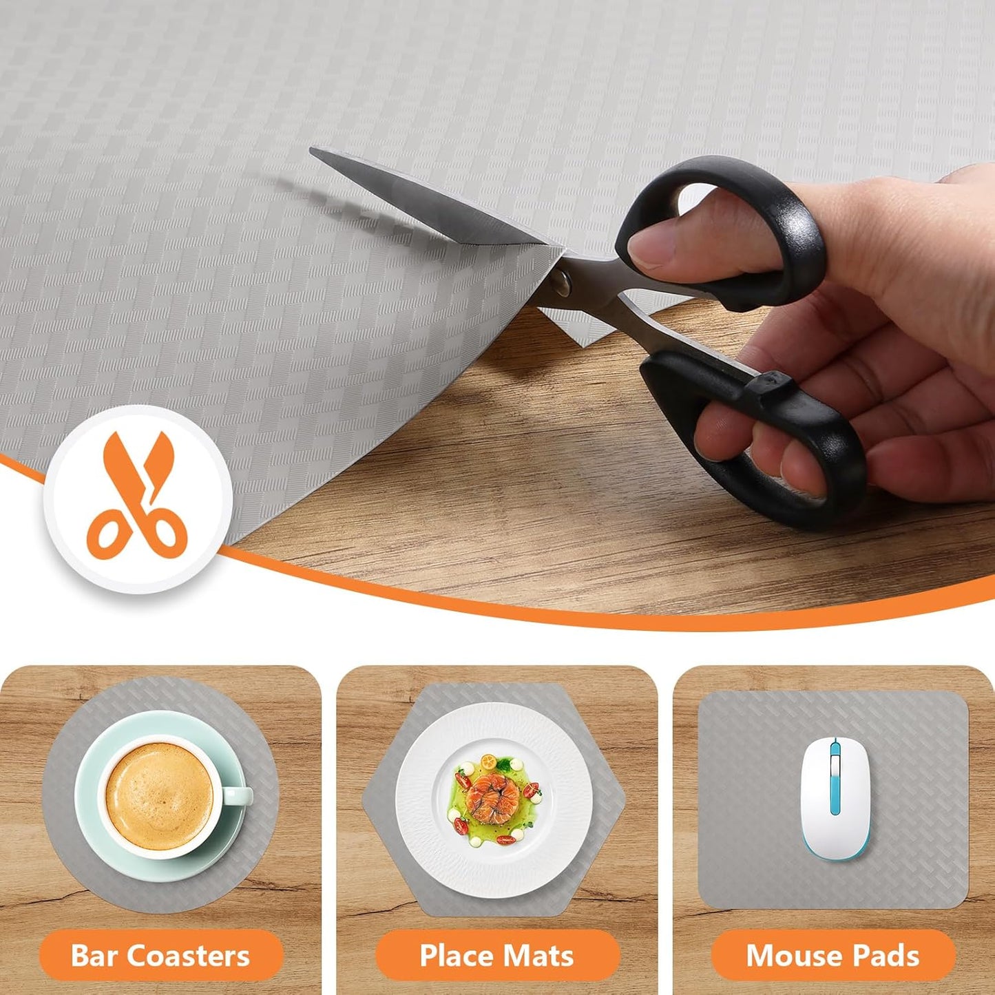 Light Gray Shelf Liners for Kitchen Cabinets Refrigerator Liners Waterproof & Oil-Proof Kitchen Cupboard Liner Drawer Mats EVA Material Non Adhesive Fridge Liner for Shelves 11.8 x 59 Inches