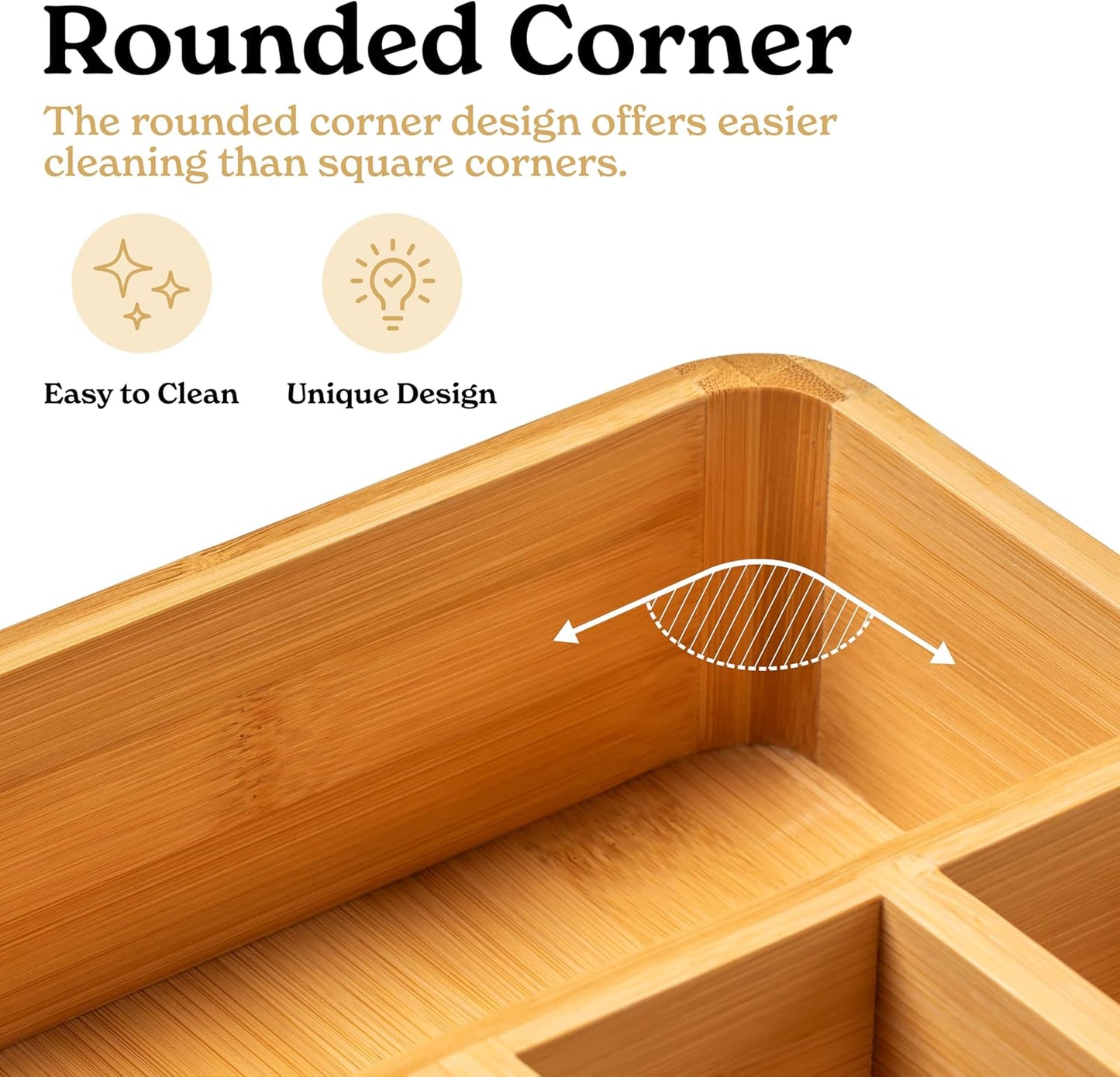 SMIRLY Silverware Drawer Organizer – Bamboo Kitchen Drawer Organizer, Adjustable Utensil Holder and Cutlery Tray, Drawer Dividers for Flatware and Kitchen Utensils