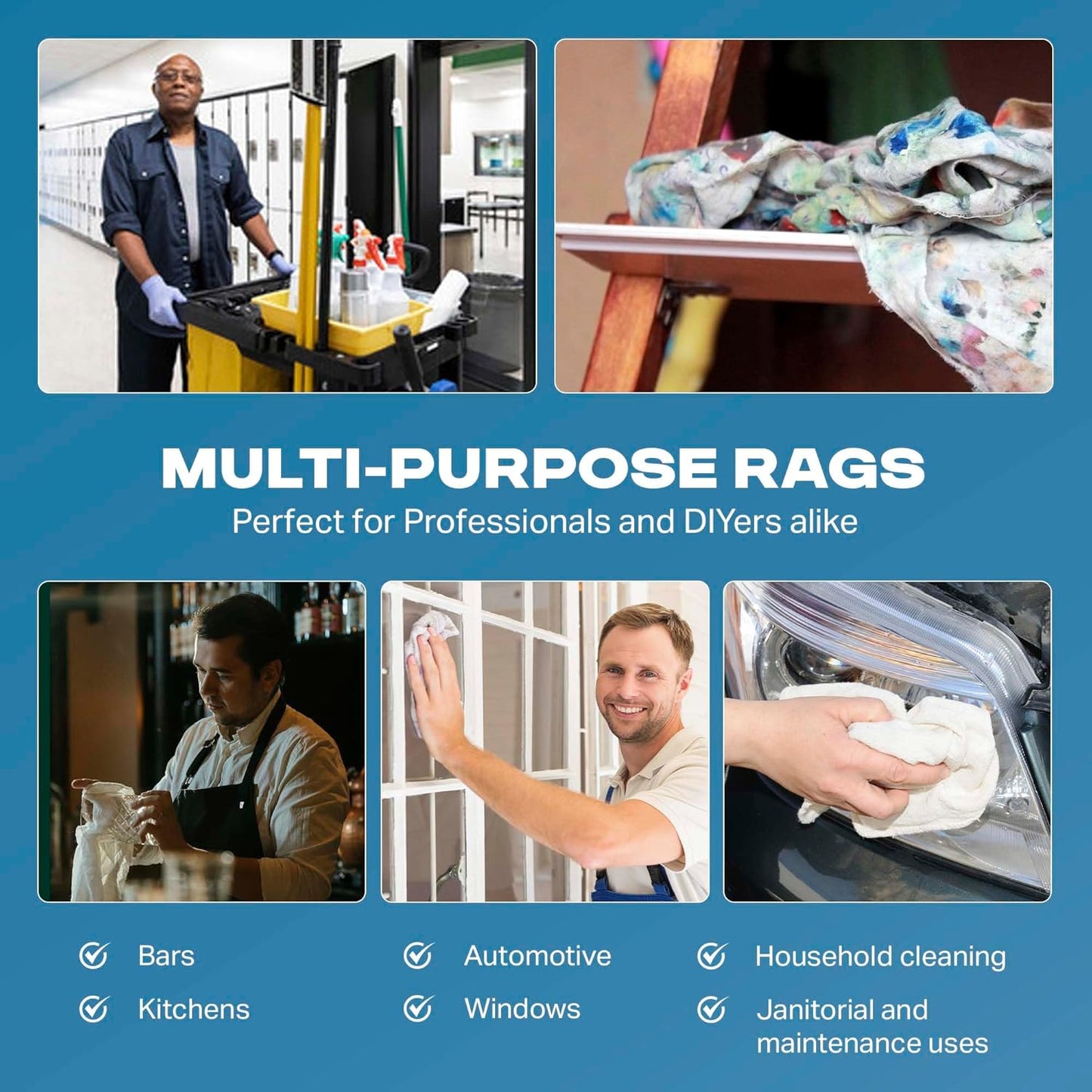 Angel-in-Armor Shop Towels (14”x14”) – 1000 Unit Box of Lint-Free Cotton Shop Towel Cleaning Rags – Durable Shop Rags for Auto, Garage, Industrial, and Commercial Use