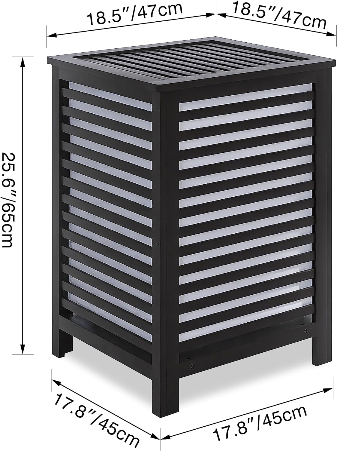 SMIBUY Double Laundry Hamper with Lid, 120L Bamboo Laundry Basket with Removable Liner Bag, 2-Section Clothes Divider Laundry Sorter for Laundry Room, Bathroom, Bedroom (Black)