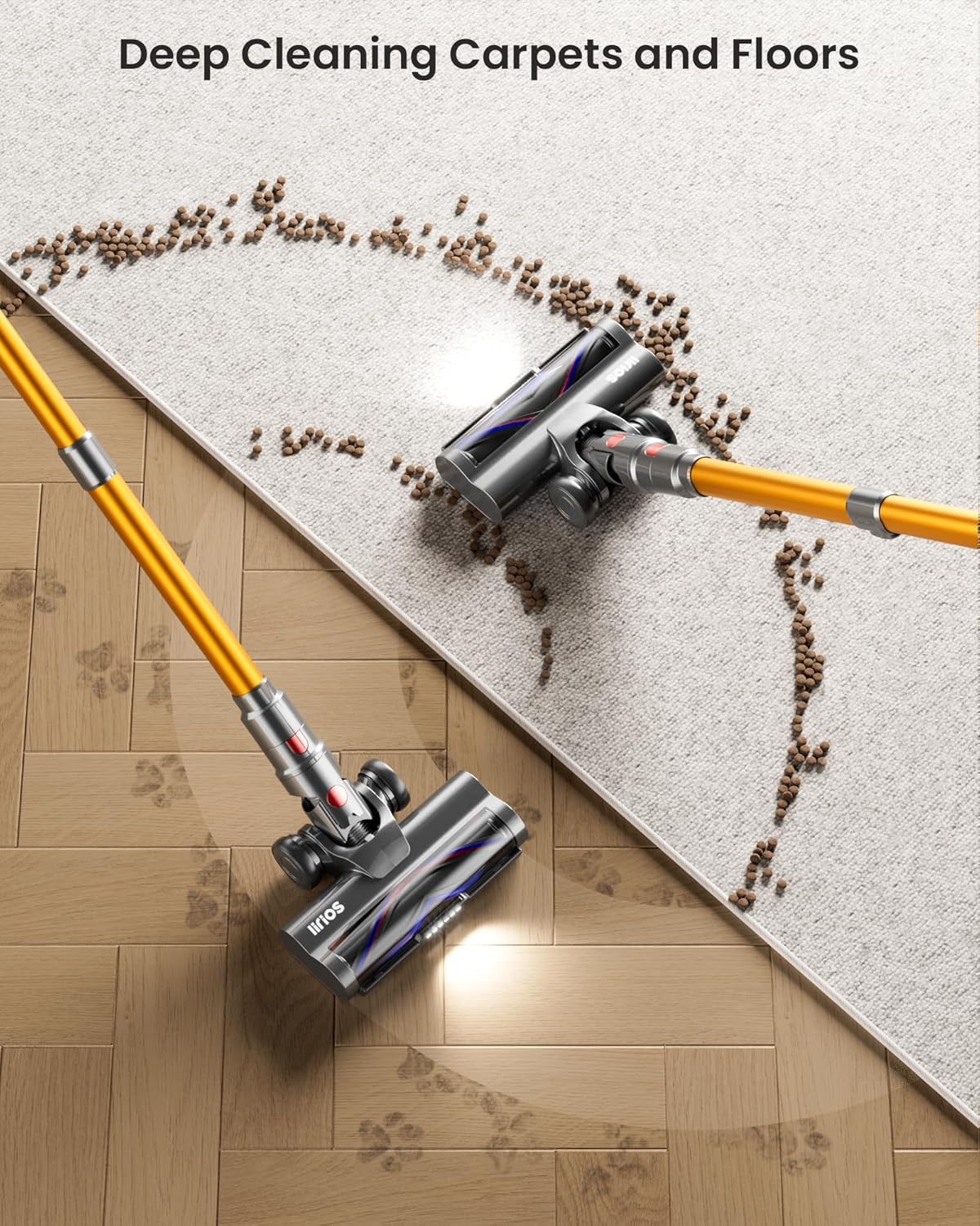 Cordless Vacuum Cleaner, 580W 48KPA 65Mins Self-Standing Vacuum Cleaners for Home, Stick Vacuum Cordless with Wall Mount Charging, LED Display, Upgraded Roller Brush for Carpet,Pet Hair,Hardwood Floor