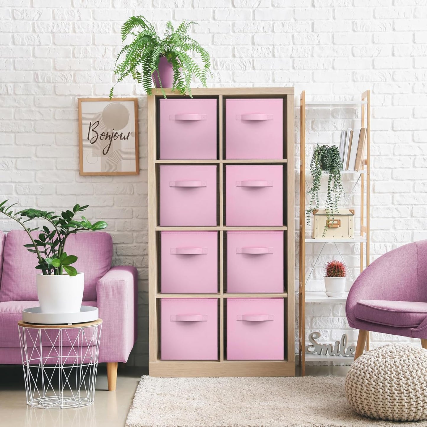 Sorbus 13 Inch Storage Bins - Sturdy Collapsible Fabric Storage Cubes with Handle - 8 Foldable Baskets for Organizing Clothes, Toys, Books - Storage Baskets for Shelves, Closets