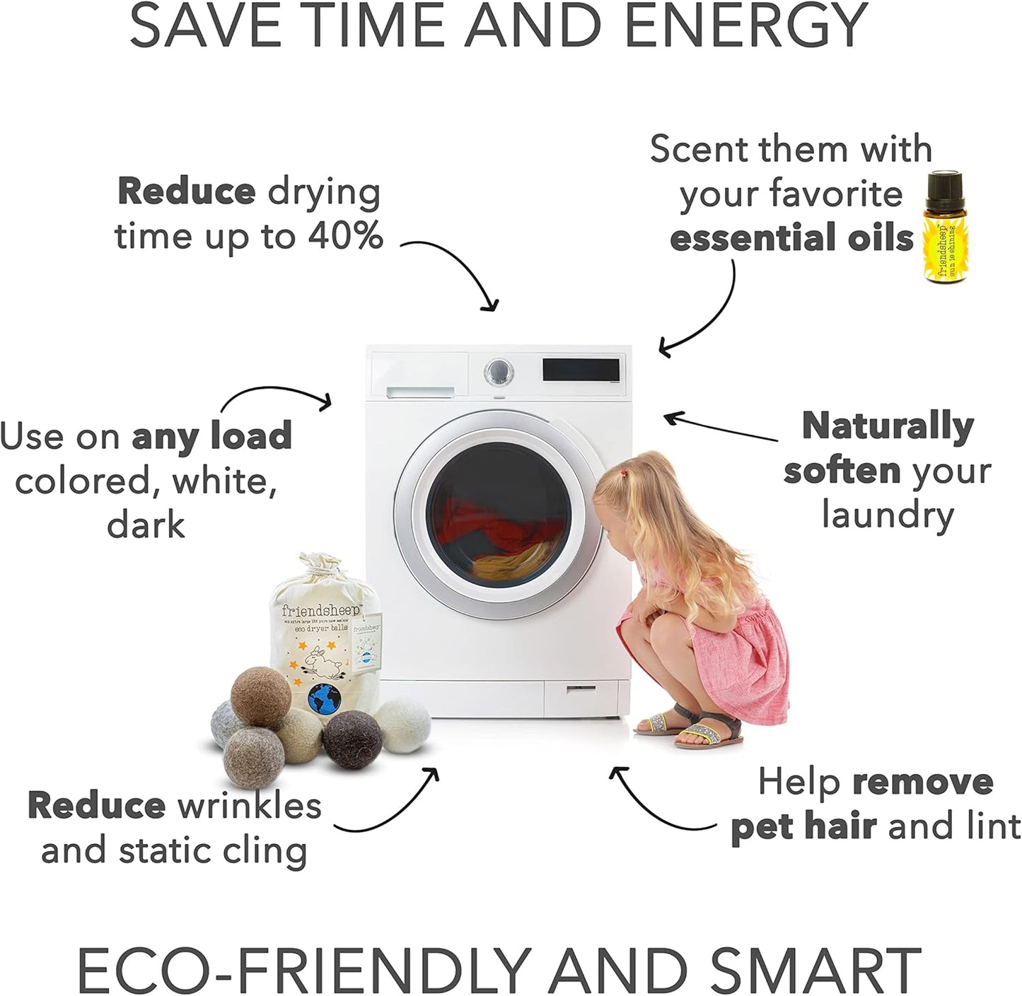 Friendsheep Wool Dryer Balls 6 Pack XL Organic Premium Reusable Cruelty Free Handmade Fair Trade No Lint Fabric Softener Color Brown Beige - Natural Mystic