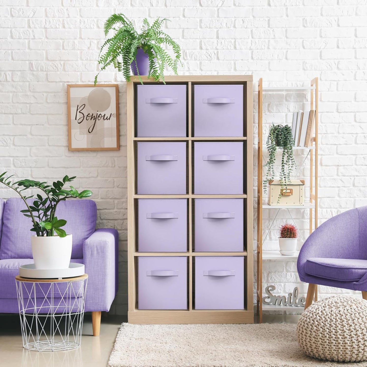 Sorbus 13 Inch Storage Bins - Sturdy Collapsible Fabric Storage Cubes with Handle - 8 Foldable Baskets for Organizing Clothes, Toys, Books - Storage Baskets for Shelves, Closets