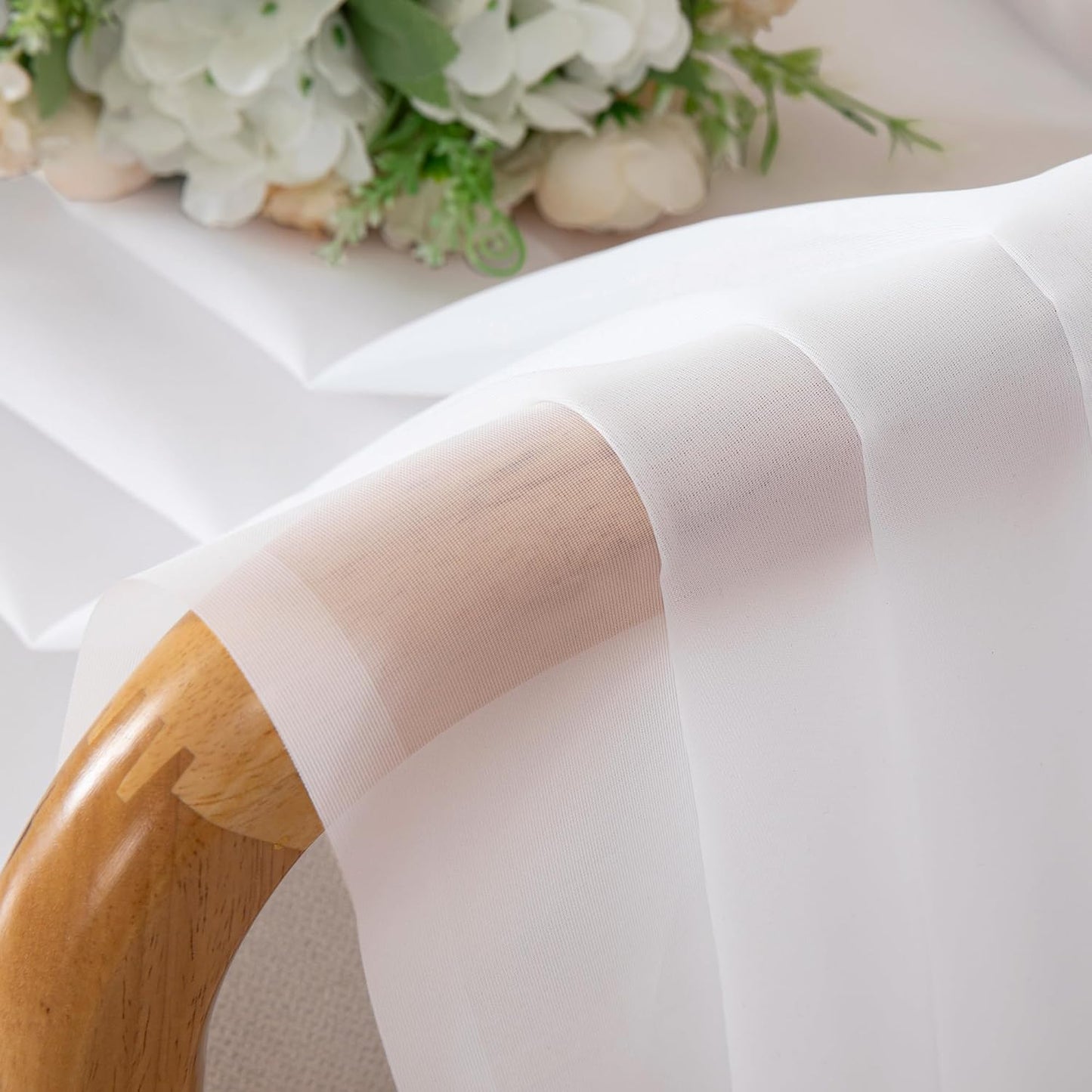 Chyhomenyc White Sheer Curtains 30 inch Length 2 Panels, Light Filtering Voile Rod Pocket Short Window Curtians for Bathroom Living Room Farmhouse Small Windows, 42Wx30L inches