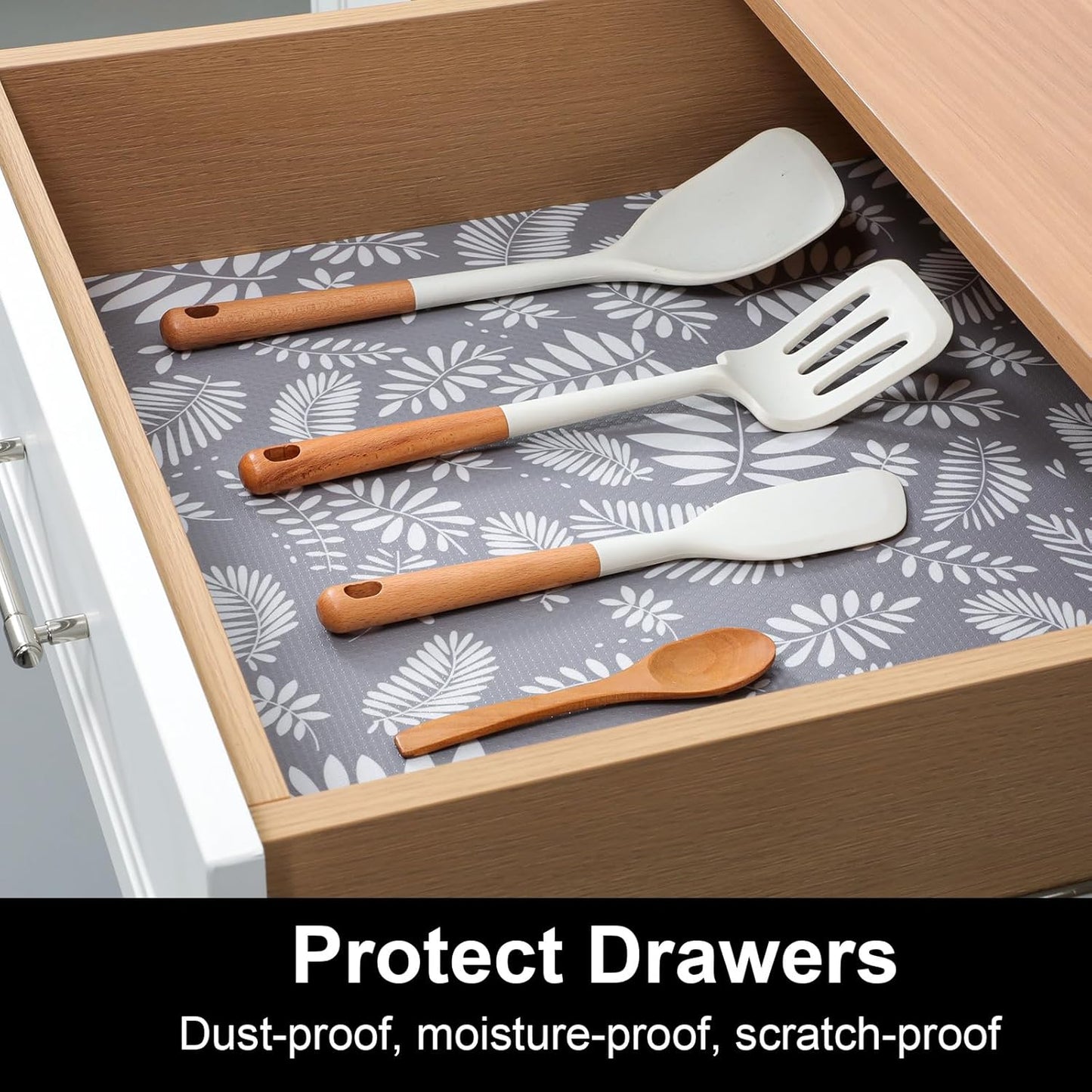 Cooyes Shelf and Drawer Liners for Kitchen Cabinets, Non Adhesive Cabinet Liner, EVA Waterproof Durable Non-Slip Drawer Mats for Shelves, Refrigerator, Storage, Desks