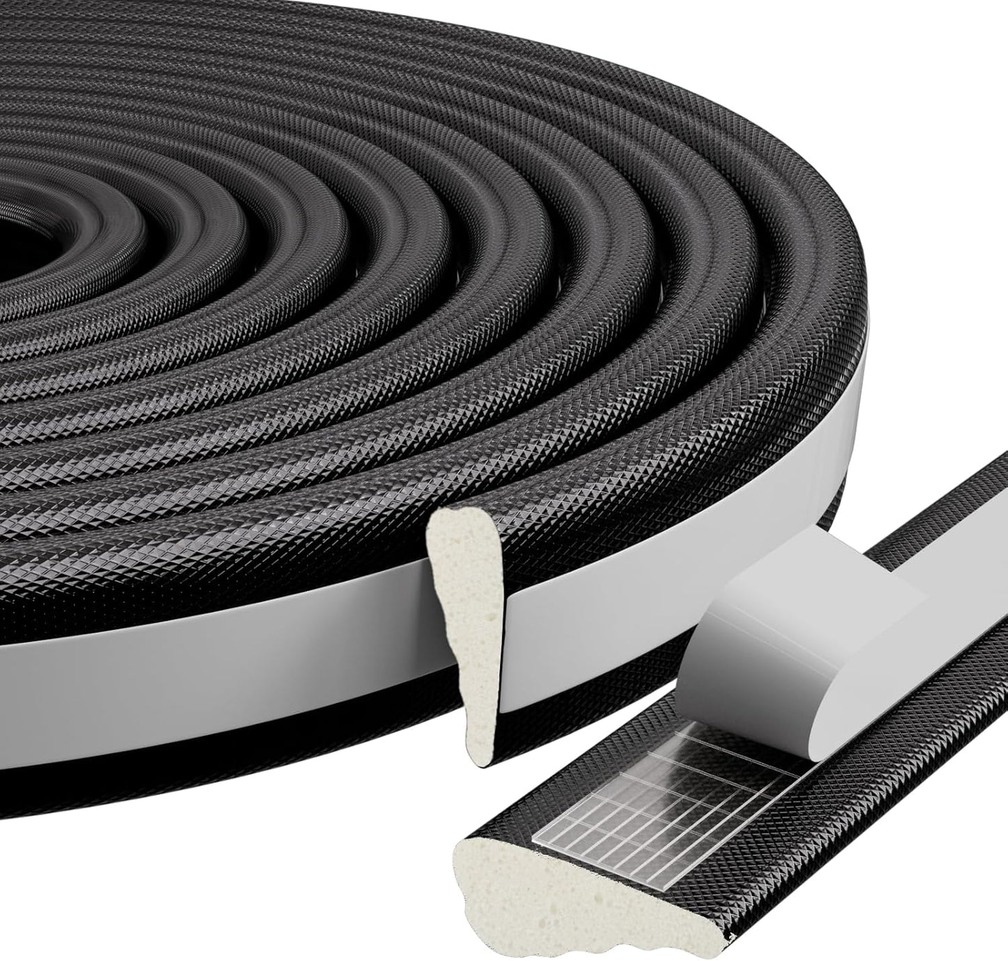 3 Pack*16.4 Ft Weather Stripping Seal Strip for Doors,Soundproofing Window Insulation Draft Stopper for Winter, Selfadhesive Foam Weather Strip for Door Frame,Door Gap Filler Noise Blocker(Black)