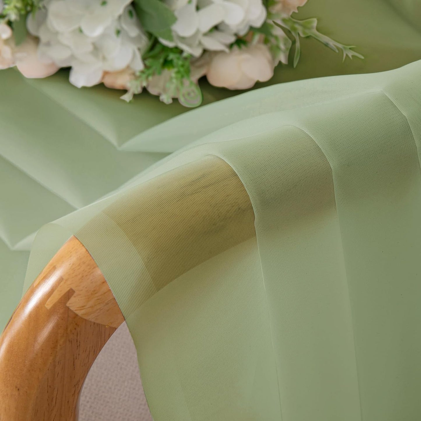 Chyhomenyc Sheer Valances for Windows 2 Pack, Small Window Curtains for Living Room Bathroom Cafe Laundry Basement, Modern Top Dual Rod Pocket Voile Curtain, 42W x 18L inches, Light Green