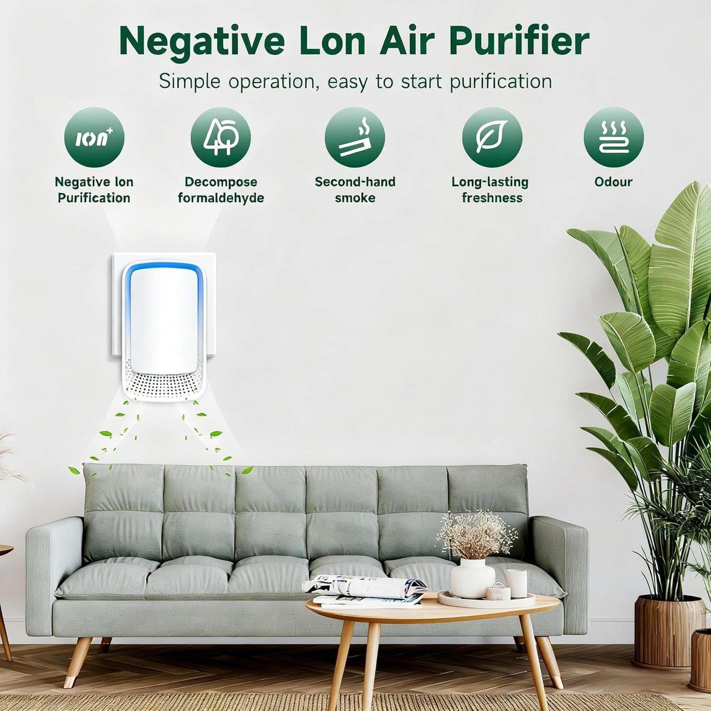 Plug In Air Ionizer Purifier for Home (4 Pack), Negative Ion Generator, Quiet Air Freshener for Bedroom, Office, Kitchen, Portable Air Filter, Mini Air Cleaner