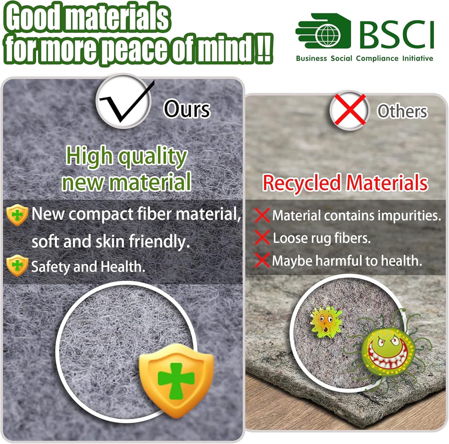 Non Slip Rug Pad Grippers - 2.5x9, 1/4" Thick, Felt + Rubber Double Layers Area Carpet Mat Tap, Provides Protection and Cushioning for Hardwood or Tile Floors