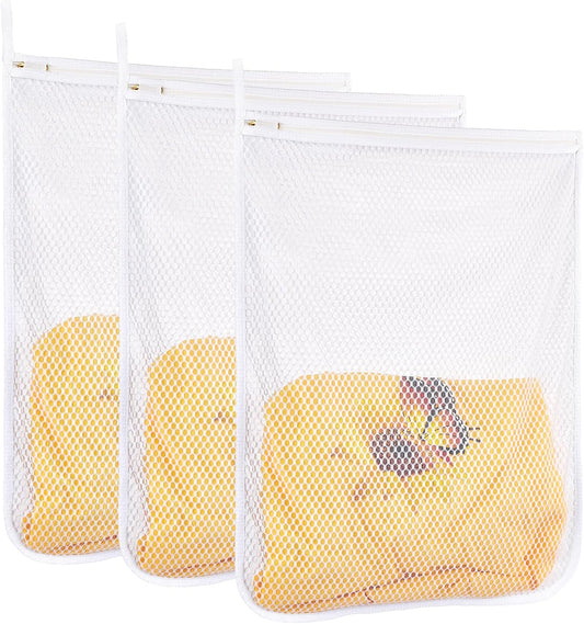 3 pcs Durable Honeycomb Mesh Laundry Bags for Delicates 16" x 19" (3 Large)