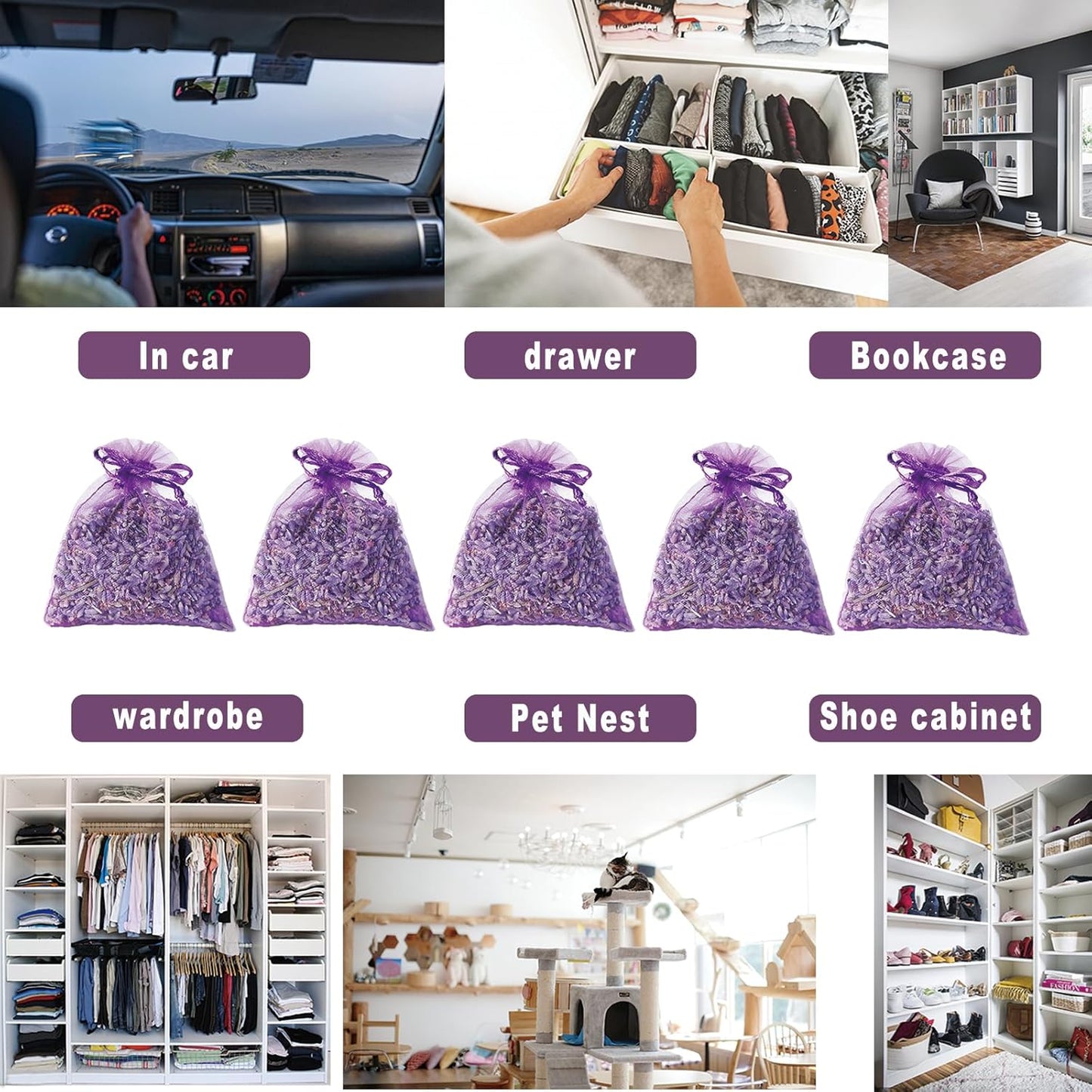 36 Pack French Dried Lavender Sachet Bags, 100% Natural Lavender Bags for Drawers and Closets, Potpourri Air Freshener, Bulk Sachet Gift for Scents Home, Wedding