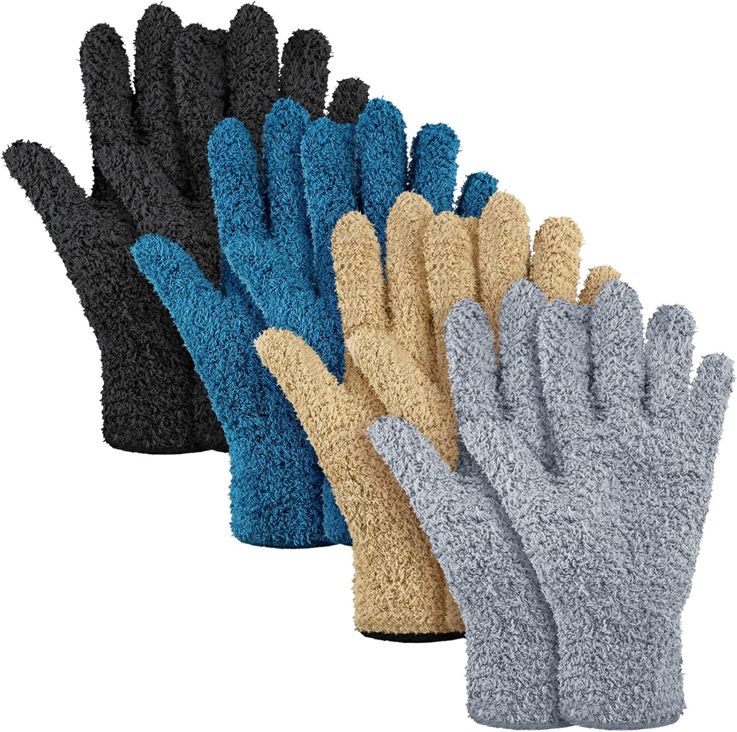 Bencailor 4 Pairs Microfiber Dusting Gloves Washable Reusable Cleaning Gloves Mittens for Plants House Cleaning Car Blinds