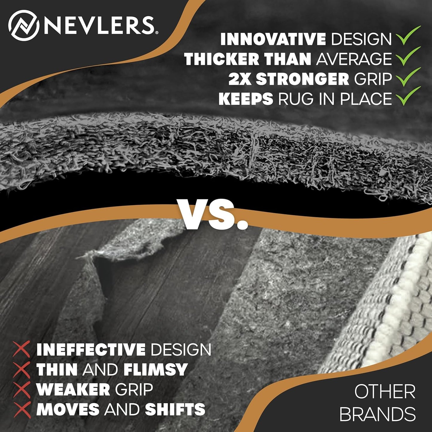 Nevlers 4'x6' Felt TPO Non Slip Rug Pad | 1/4" Thick Anti Slip Rug Grips | Carpet Pads Non Slip Design | Rug Gripper for Tile Floors | Rug Gripper for Hardwood Floors | Customizable Non Slip Rug Pads