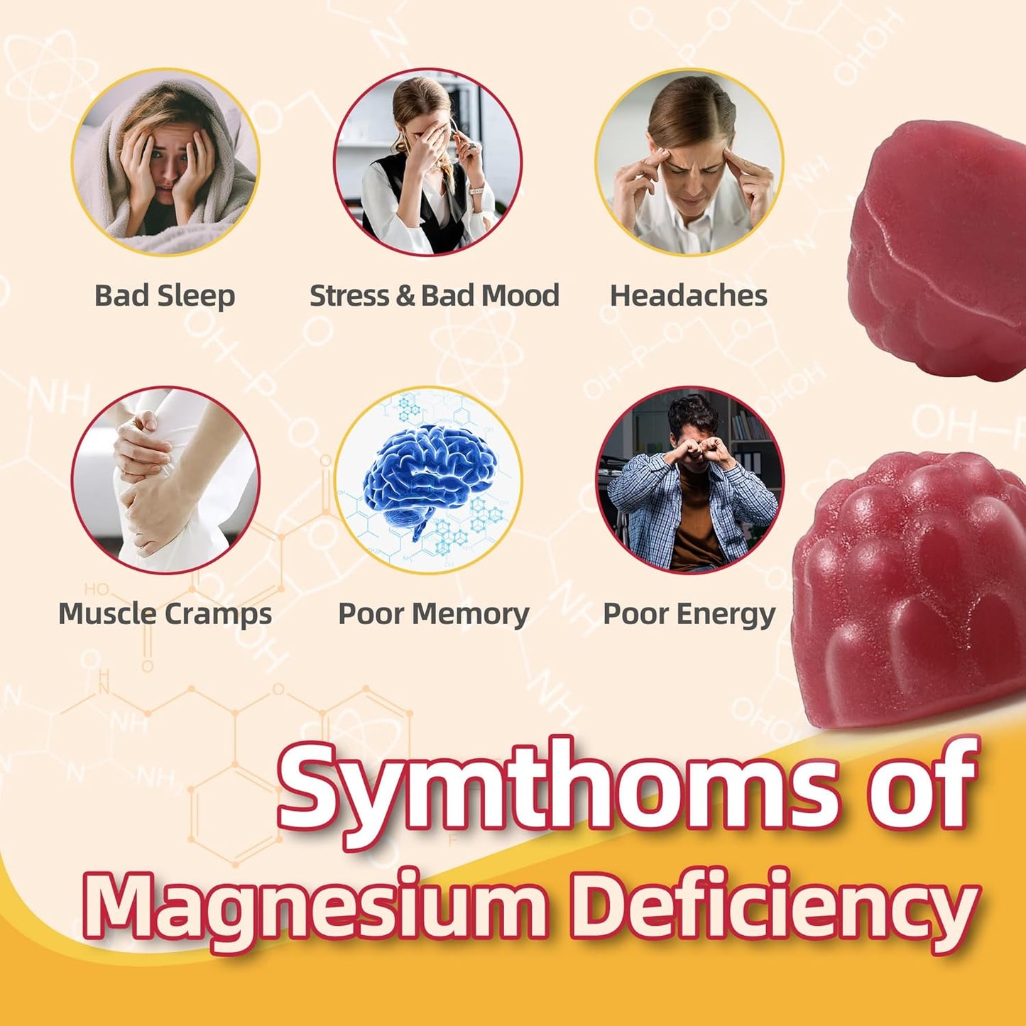 90 Count Magnesium Glycinate Gummies 400mg w/Ashwagandha Supplement - Sugar Free Zinc Magnesium Glycinate Supplement Ashwagandha Gummies for Adults