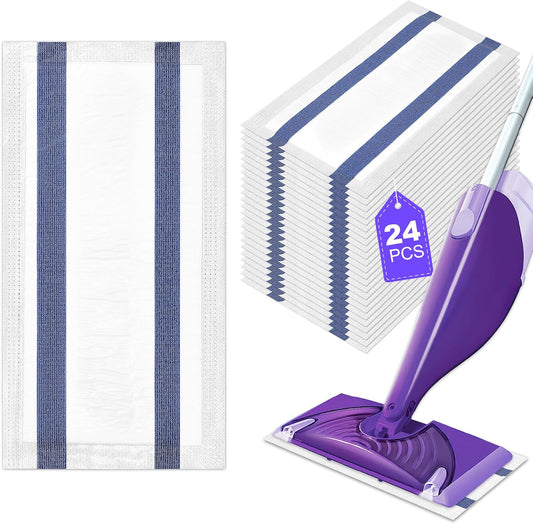 Mopping Pad Refill Compatible with Swiffer Wet Jet Mop Disposable Wet Jet Mopping Pads for All Purpose Multi-Surface Hardwood Floor Cleaning Thickness & Absorbent, 24 Count