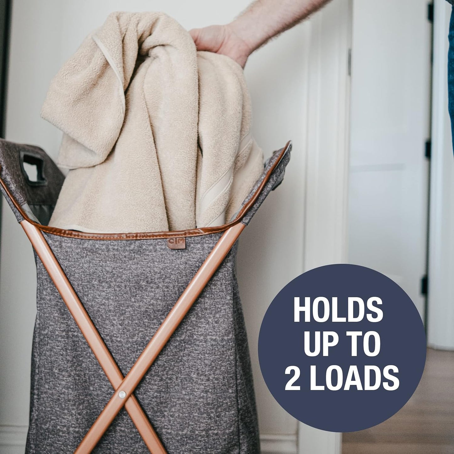 CleverMade Collapsible Laundry Hamper X-Frame Laundry Basket - Heather Gray 71L / 18 Gal - Space Saving Storage Container Organizer Stylish Home Decor