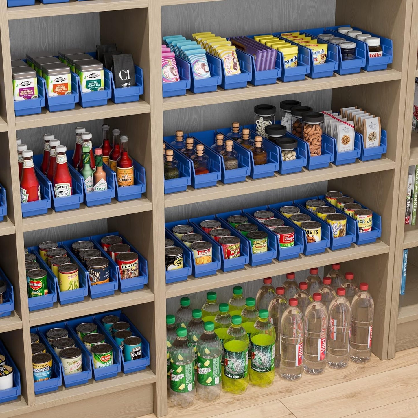 Akro-Mils 30120 Plastic Shelf Bins, Heavy Duty Storage Bins for Garage, Closet, and Drawer Organization, 12-Inch x 4-Inch x 4-Inch, Red, 24-Pack