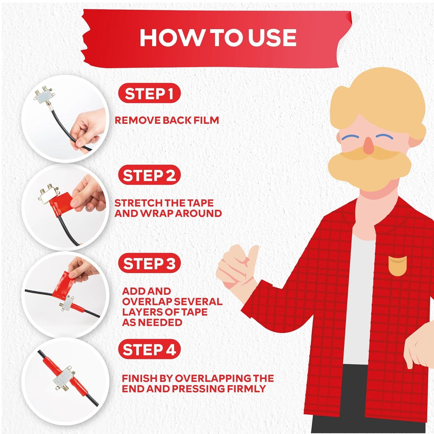 XFasten Self-fusing Silicone Tape Pro, Red, 1.5-Inch x 15-Feet, 30mils Extreme Stretch and Seal Plumbing Tape for Leaky Pipes, Tool Grip, Electrical Wires, PVC Pipe Leak Repair, Non-Reactive