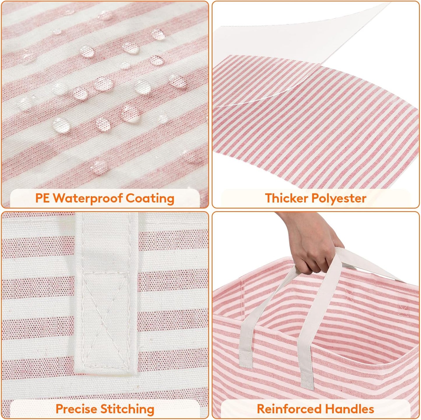 Lifewit 3 Pack Laundry Hamper Large Collapsible Laundry Baskets, Freestanding Waterproof Clothes Hamper with Easy Carry Handles in Laundry Room Bedroom Bathroom College Dorm for Adults, Pink, 3 x 80L