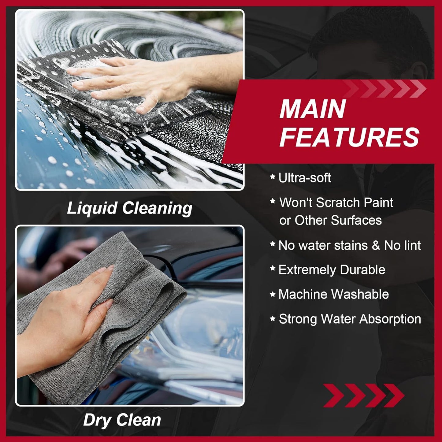 200 Pcs Microfiber Cleaning Cloth 16x16 Inch Microfiber Towels for Car Ultra Absorbent Cleaning Rags Reusable Lint Free Streak Free Detailing Towel for Car Washing Drying Dusting (Gray)