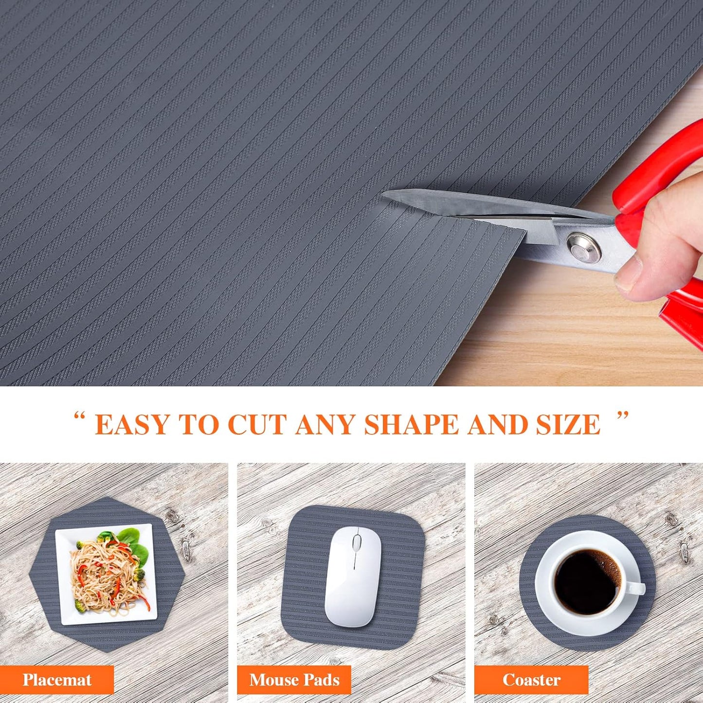 Shelf Liners for Kitchen Cabinets, 16Inch x 30Ft, Non Adhesive Shelf Liner, Non-Slip Kitchen Drawer Liners, Waterproof Durable Cabinet Liners for Shelves, Refrigerator, Pantry, Dark Gray