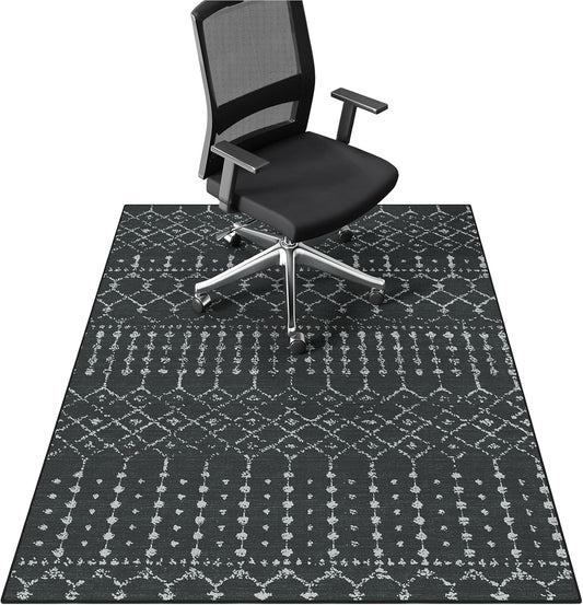 Office Chair Mat for Hardwood & Tile Floors, 55" x 36" Desk Chair Mat, Non-Slip Floor Protector for Rolling Chairs, Machine Washable Area Rug for Home Office, Black