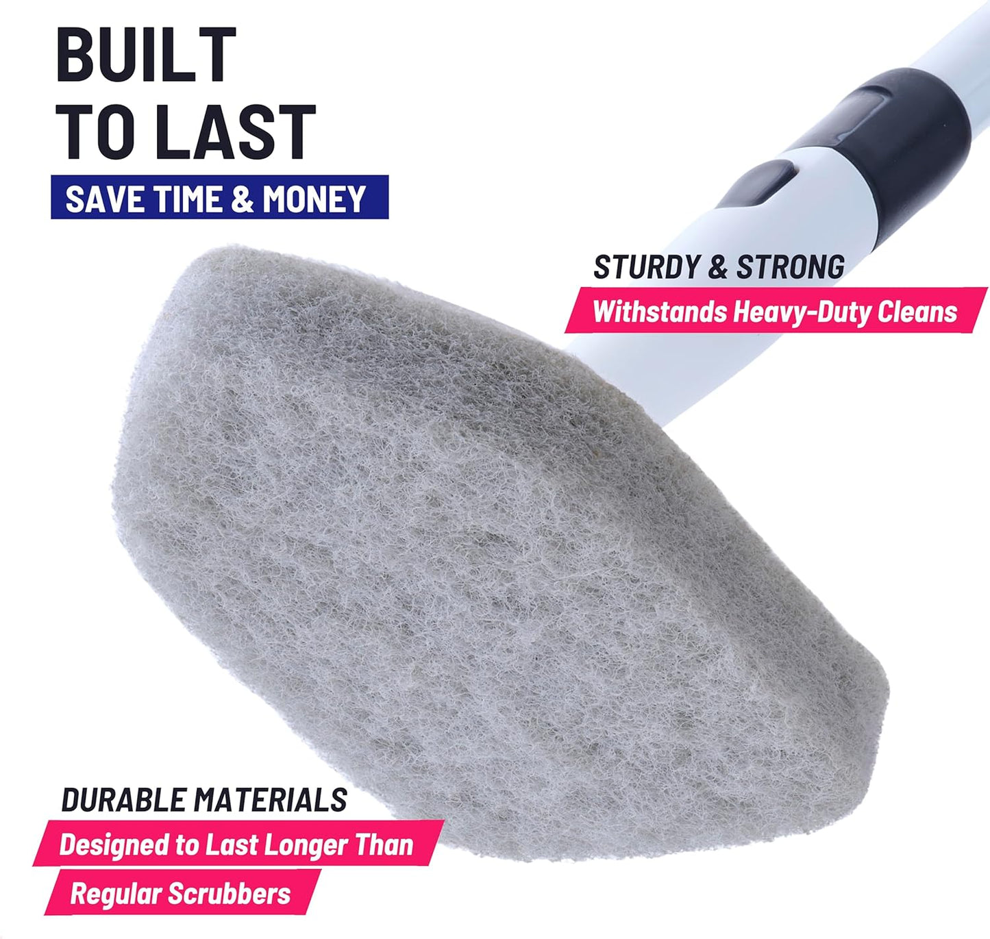 Replacement Scrubber Refill for Moku Home Extendable Tub Tile Shower Brush for Cleaning Non-Scratch (5X Scrubber Sponge Gray)