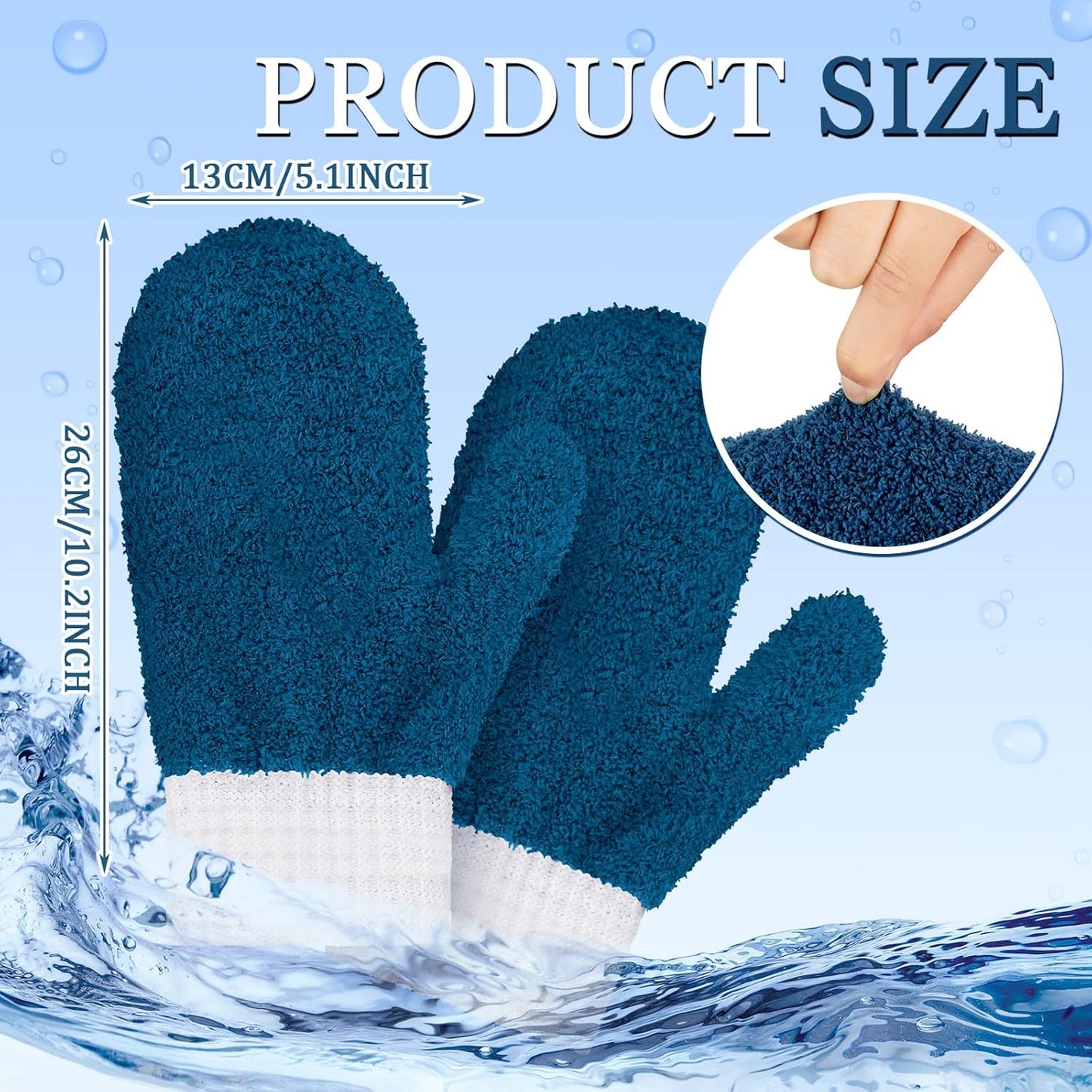 BBTO 3 Pairs Microfiber Dusting Mitt with Thumb Household Cleaning Gloves No Scratch Reusable Washable Dusting Mittens for Plants House Window Car Cleaning