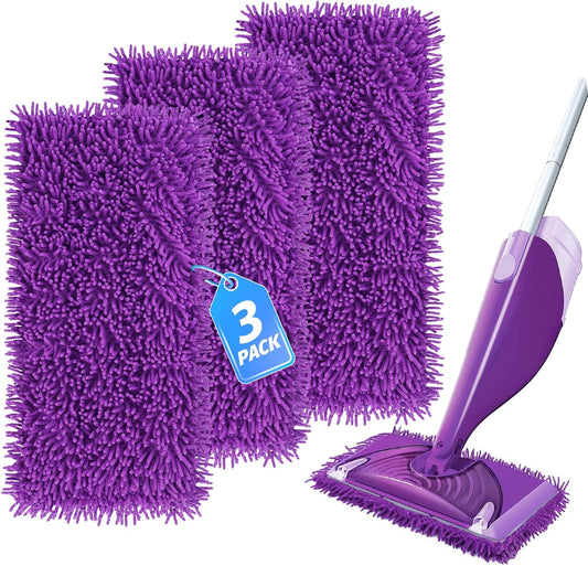 Wet Jet Pads Compatible with Swiffer Wetjet, Reusable Wet Jet Refill for Hardwood and Floor Spray Mop, Upgraded Fiber Mop Pads for Deep Cleaning (3 Pack)