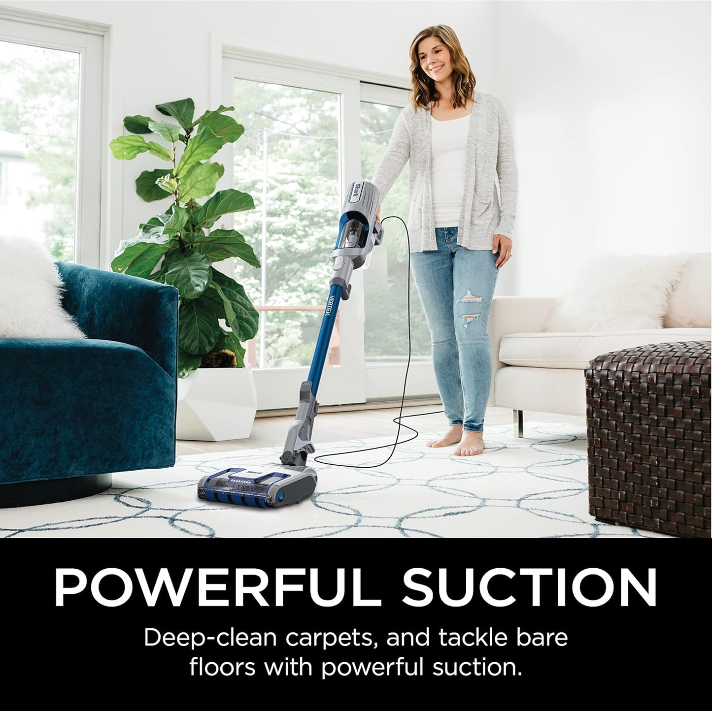 Shark | Corded Stick Vacuum Cleaner | Vertex Ultralight | Removable Handheld Vacuum | Pet Hair Vacuum for Carpet and Hard Floor | Powerful Suction | No Hair Wrap | 3 Attachments Included | HZ2002