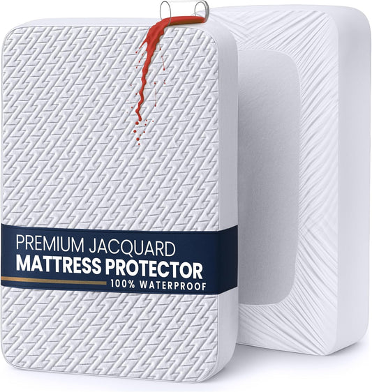 Utopia Bedding Waterproof Mattress Protector Queen Size, Premium 3D Air Soft Fabric Mattress Cover, Fits 17 Inches Deep, Breathable, Fitted Style with Stretchable Pockets