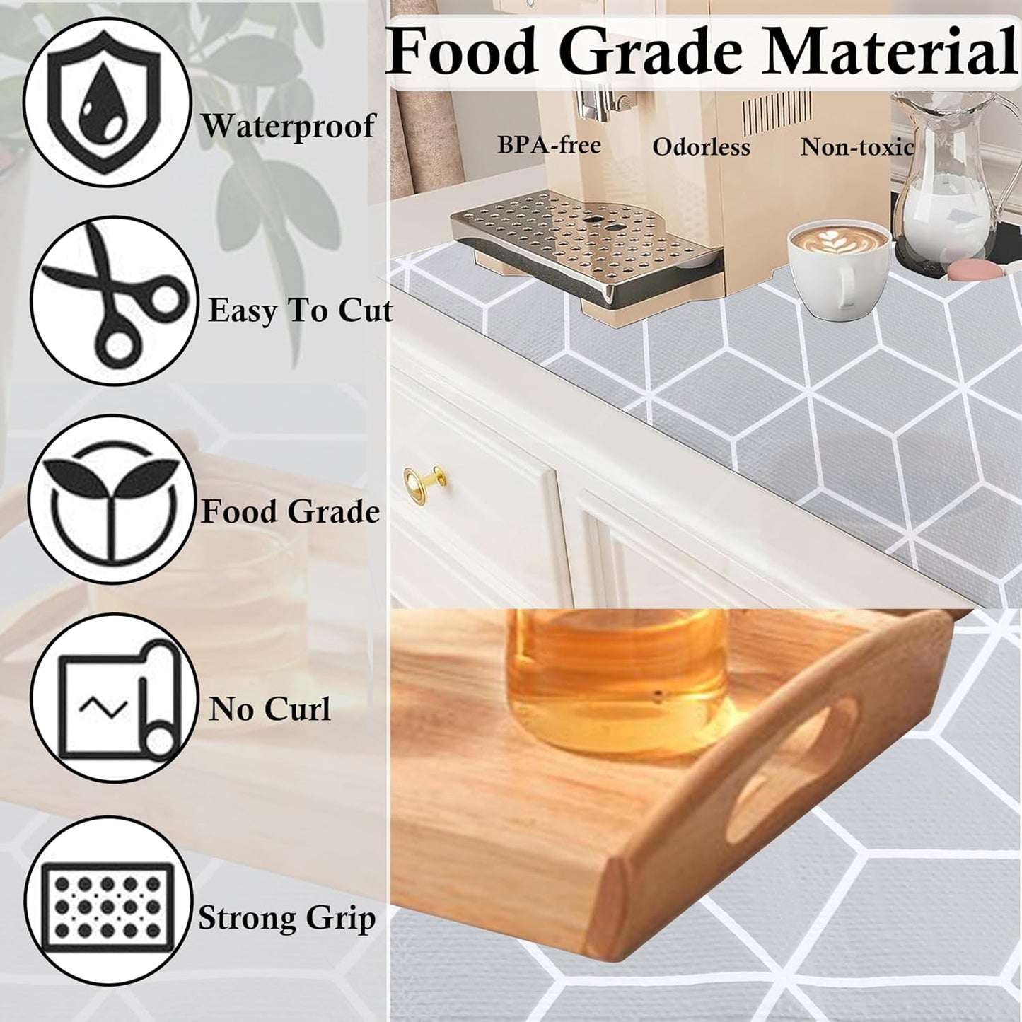 Shelf Drawer Liner Non Slip 12 Inch Wide X 20 Ft Non Adhesive Kitchen Cabinet Paper Liner Waterproof Pantry Shelves Closet Liner Strong Grip Refrigerator Cupboard Bathroom Shelf Mat Under Sink