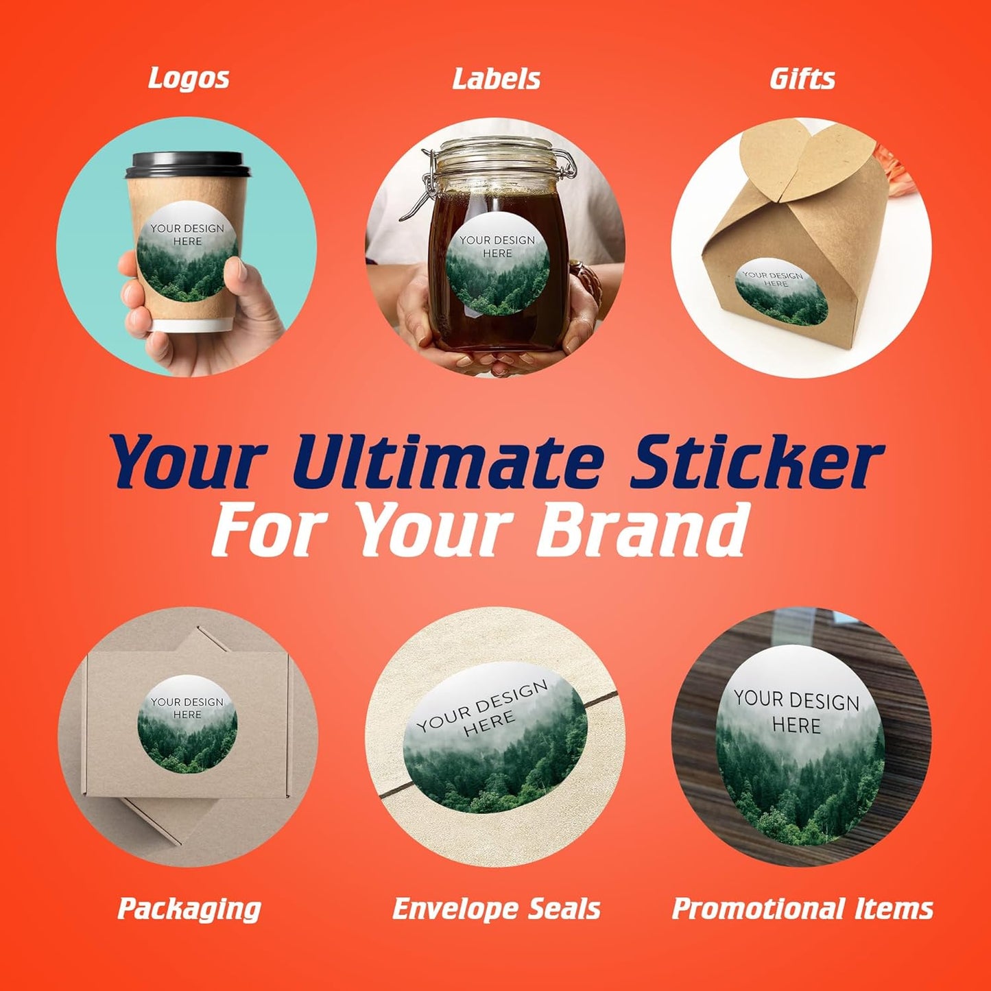 100 Custom Vinyl Stickers - Upload Your own Image, Text, Design, Logo - Personalized Logo Labels for Handmade, Packaging, Bottle, Jars, Candle, Brand Stickers (Foggy Valley, 4x4)