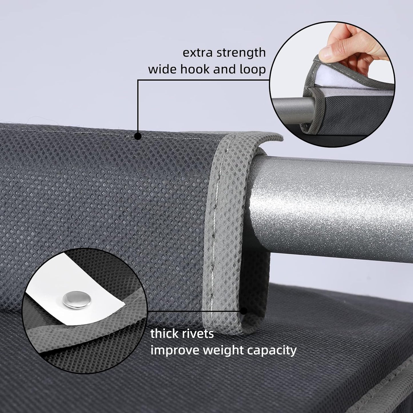 2-Pack Hanging Organizer, 4-Shelf Closet Shelves With Side Pockets, Grey