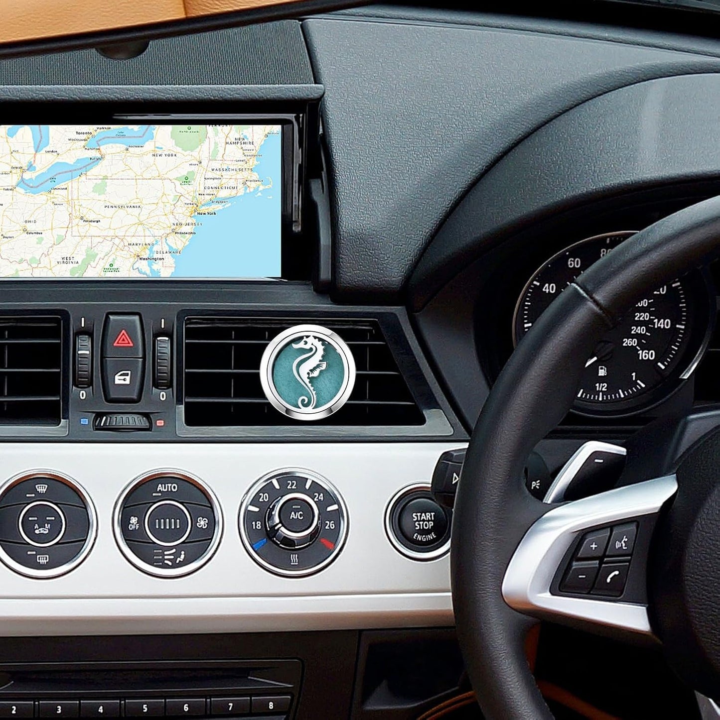 AZNECK Car Essential Oil Diffuser Vent Clip Car Diffuser Vent Clips Hippocampus Air Freshener 10 Felt Pads Car Accessories for Women Gifts