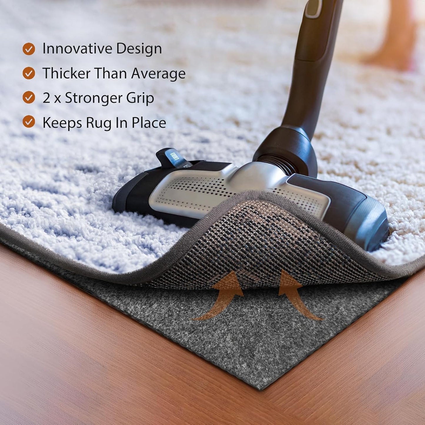 Felt Rug Pad, 8 x 10 Ft Rubber Non-Slip Rug Pad Gripper, Keep Rugs Secure and in Place, Extra Strong Under Carpet Mat Cushion - for All Floors