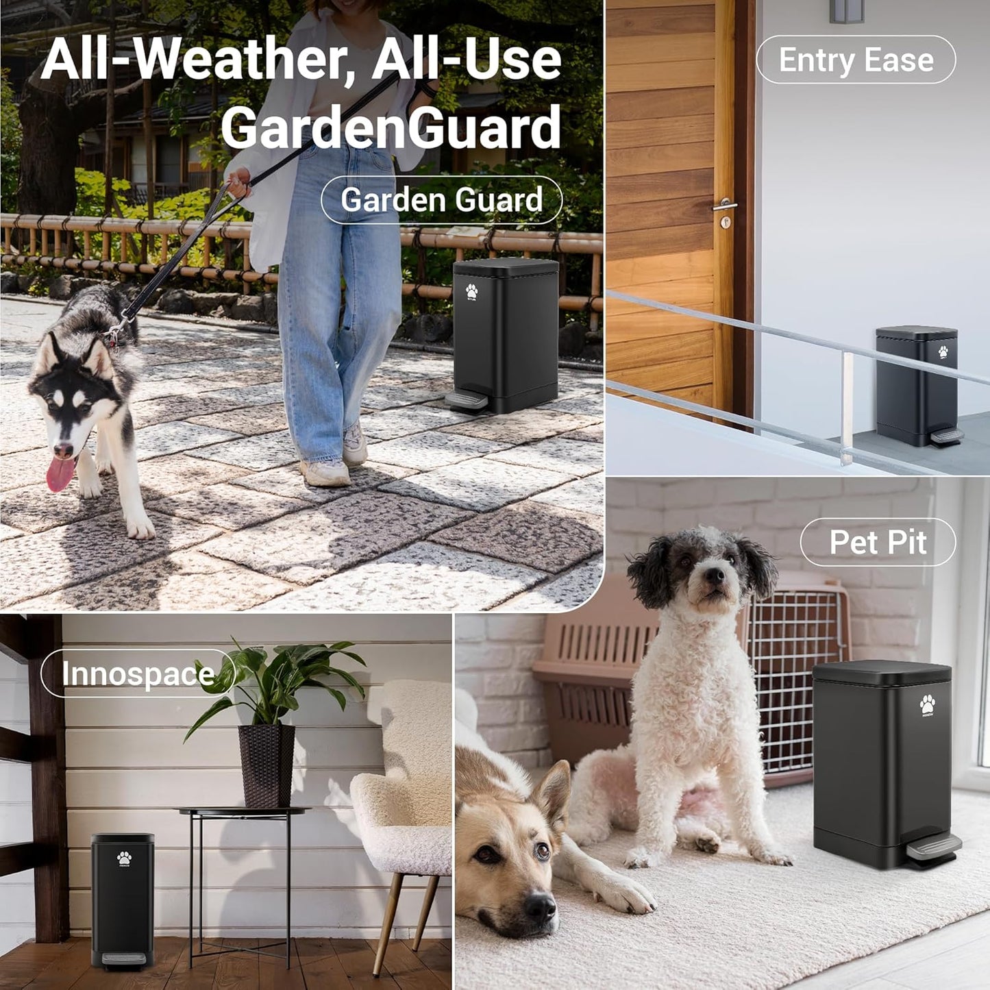 Dog Poop Trash Can Outside with Poop Scooper for Dogs, 12L/3.2Gal Metal Outdoor Garbage Can with Lid Suitable for Small, Medium and Large Dogs (Tungsten Steel)