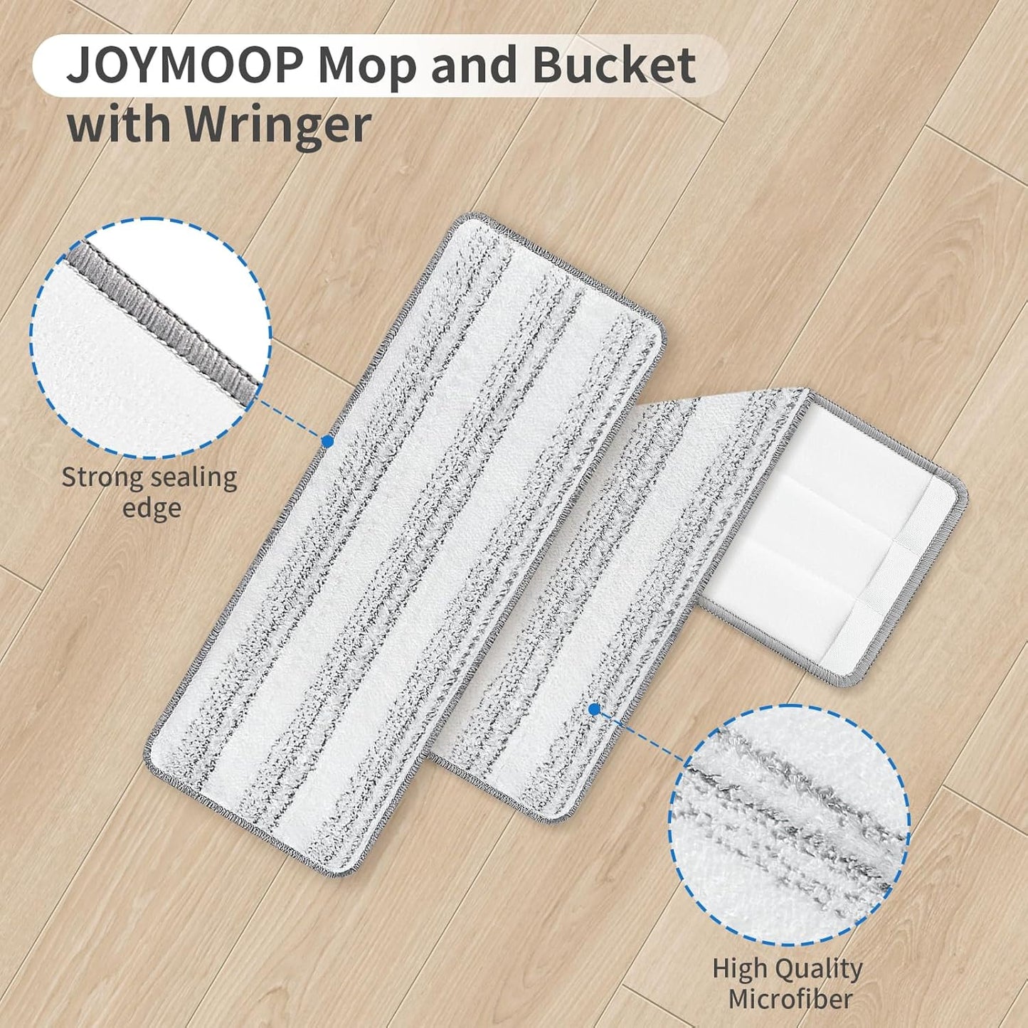 10Pcs Joymoop Mop Replacement Pads, 13 * 4.9'' Universal Mop Pads Mop Head Refills Washable Wet Mop, Compatible with Most 11-13” Size Mops
